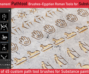 45 Ancient Ornament Path tool Brushes _ Egyptian & Roman Trim Tools for Substance Painter