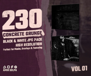 230 Black & White High-Res Textures of Cracked, Dirty, Wet, Scratched, and Grungy Concrete