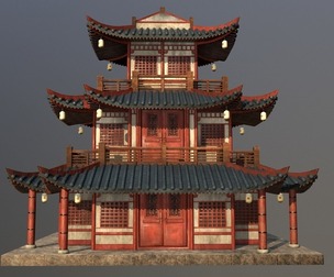 Asian Japanese/Chinese Realistic 3d building