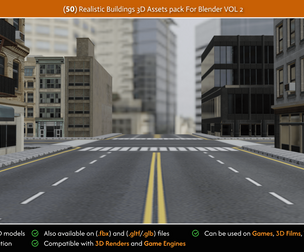 (50) Realistic Buildings 3D Assets Pack For Blender Vol 2