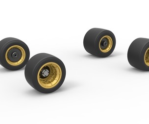 Wheel set of Vintage Asphalt Supermodified stock car 1:25