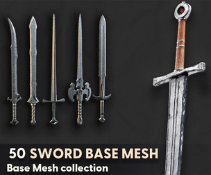 50 SWORD BASE MESH - VOL 01 ( Game Ready )