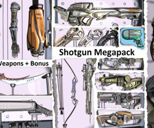 Shotgun Megapack —  Sci-Fi Shotguns + Arm Cannon, Sniper, Winchester, Bow & Bonuses
