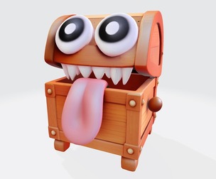 Chompy Chest – Stylized Cartoon Treasure Monster for Print or Animation