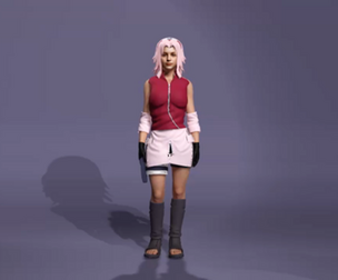 Realistic Pink-Haired Female Ninja Sakura Naruto 3D model