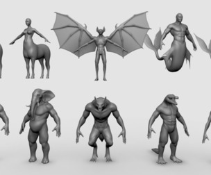 10 Mythical Creatures - Topology + UV Map