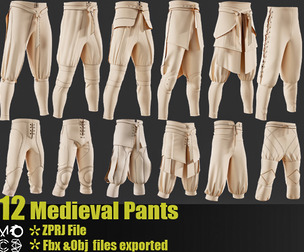 12Medieval warrior pants(Md projects,Fbx,Obj,Uv)