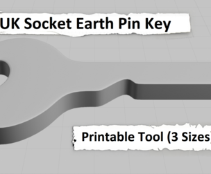 🔌 UK Socket Earth Pin Key – 3D Printable Tool (3 Sizes)