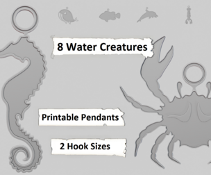 🌊 Creature (Water) – 3D Printable Pendant Collection