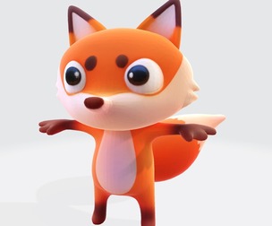 Cute Cartoon Fox – Stylized Low-Poly Figurine for 3D Printing with Display Base