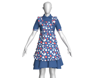 Girls Printed Midi Dress V3 | Marvelous / Clo3d / obj / fbx