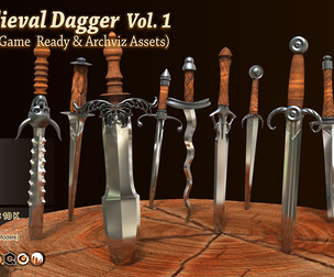 40 Medieval Daggers – Vol. 1 (Basemesh, Game ready & Archviz Assets)