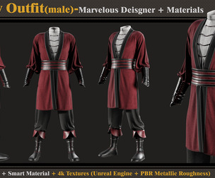Fantasy Outfit-MD-Clo3d- Smart Material- Textures -OBJ -FBX
