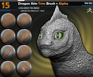 Dragon Skin Trim Brush + Alpha | Vol.05