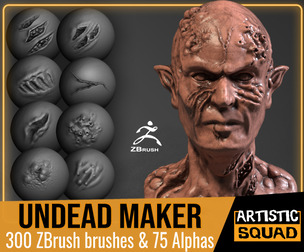 Undead Maker 300 ZBrush brushes and 75 alphas