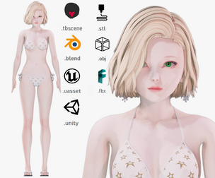 Bikini clothes 0024 - Rig - Unreal - Unity - Blender - Animated - Realistic Female Character