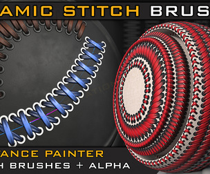 Dynamic Stitch Brushes For Substance Painter & ZBrush +Alpha (4K )+ 3D Model(OBJ/ FBX )