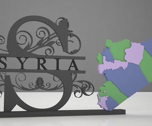 Syria Map with Decorative Stand – 3D Model | Country Map with Ornamental Design