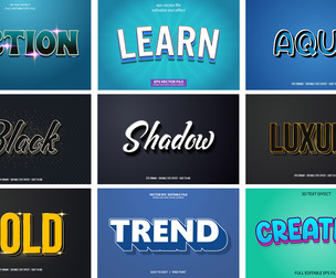 9 Comic Text Effects, Bold 3D Styles, Vector EPS Illustration