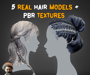 05 Real Hair Models + PBR Textures - Vol 01 |Game-Ready & Optimized|