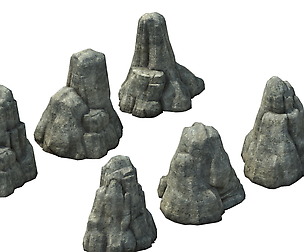 Game Model - prairie scene - grass stone 01