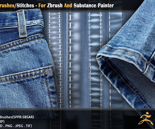 Denim Seam Brushes/Stitches - For Zbrush And Substance Painter (VOL-05)