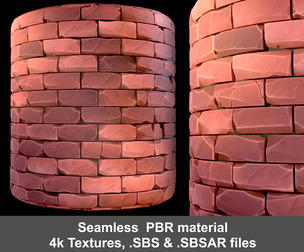 Stylized Bricks Wall Substance Painter Material and Textures