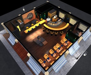 Coffee Shop 3D Model – Game Ready, PBR Textured, Lightmapped | Cafe & Coffee Bar Design