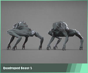 Quadruped Beast 6 Base Body Mesh