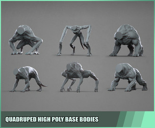 Quadruped/Creature base body mesh pack