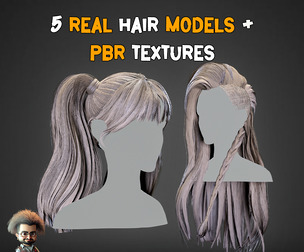05 Real Hair Models + PBR Textures - Vol 02 |Game-Ready & Optimized|