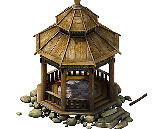Game Model - prairie scene - wooden gazebo 01