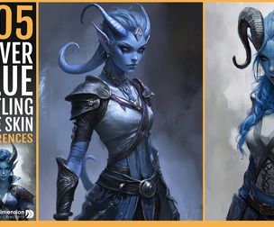 505 Silver-Blue Tiefling with Blue Skin