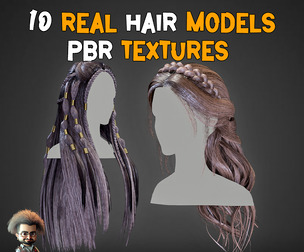 10 Real Hair Models + PBR Textures - Vol 03 |Game-Ready & Optimized|