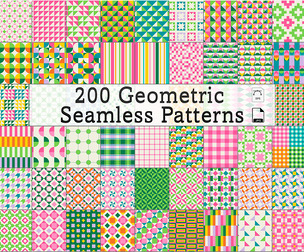 200 Geometric Seamless Patterns, Abstract Backgrounds, Textile, Marketing