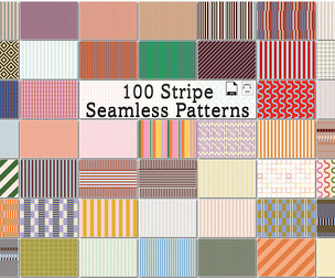 100 Stripe Seamless Patterns, Textile, Background, EPS - JPG