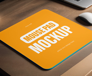 Square Mouse Pad Mockup PSD Template - Office & Branding
