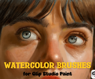 Realistic Watercolor Clip Studio Paint Brushes, Digital Brush Set, Traditional Art Brushes