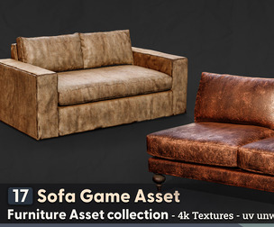 17 Sofa with 2 Texture set - Game Asset