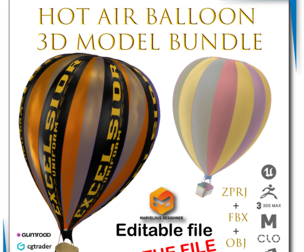Air Balloon 3D Model Bundle (ZPRJ + FBX + OBJ) – Editable & Printable