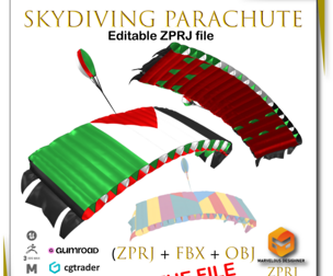 Parachute Skydiving – 3D Model (ZPRJ + FBX + OBJ)