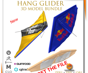 Hang Glider 3D Model Bundle – ZPRJ + FBX + OBJ Editable Files