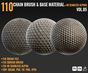 110 CHAIN BRUSHES & BASE MATERIALS + 4K SEAMLESS ALPHAS - VOL 05