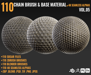 110 CHAIN BRUSHES & BASE MATERIALS + 4K SEAMLESS ALPHAS - VOL 05