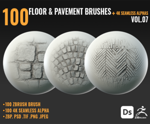 100 FLOOR & PAVEMENT BRUSHES + 4K SEAMLESS ALPHAS - VOL 07