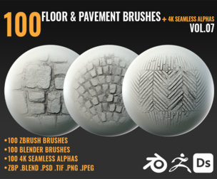 100 FLOOR & PAVEMENT BRUSHES + 4K SEAMLESS ALPHAS - VOL 07