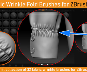 32 Fabric Wrinkle fold Brushes for ZBrush