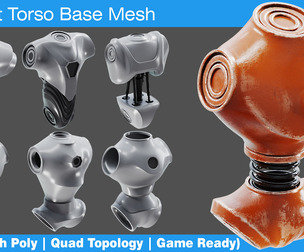 6 Robot Torso BaseMesh Pack (Low & High Poly | Quad Topology | Game Ready)