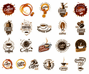 Coffee Logos And Emblems, Creative Cup, Brew, Barista, Icons Branding, EPS File