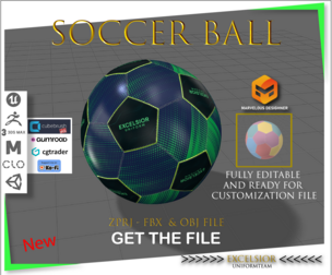 3D Soccer Ball – Fabric & Leather Hybrid (ZPRJ + FBX + OBJ Bundle)